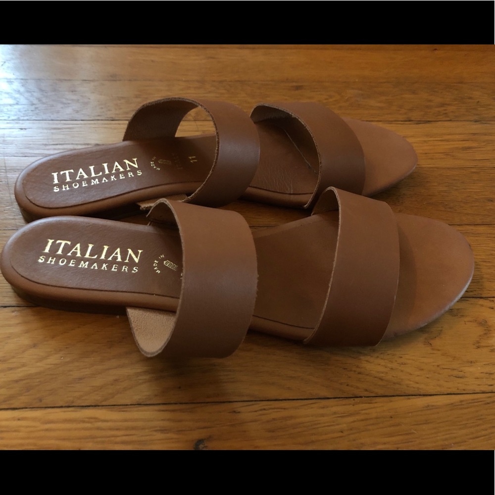 Cognac Vegan Leather Two Strap Sandals